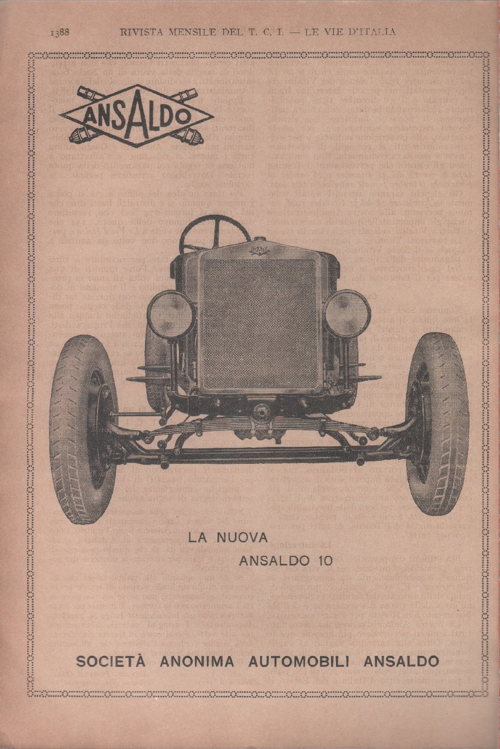 La nuova Ansaldo 10. Advertising 1926