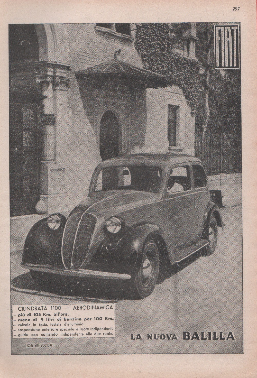 La nuova Balilla. Advertising 1937
