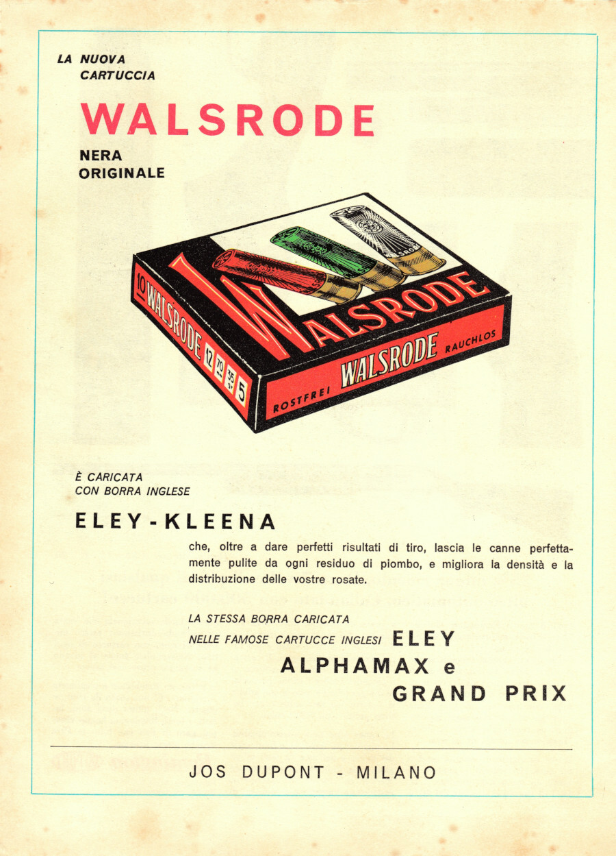 La nuova cartuccia Walsrode / Fucili Remington. Advertising 1965