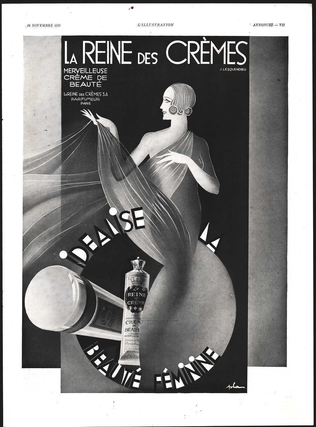 La reine des Cremes/Lames 7 O-Clock Advertising 1932