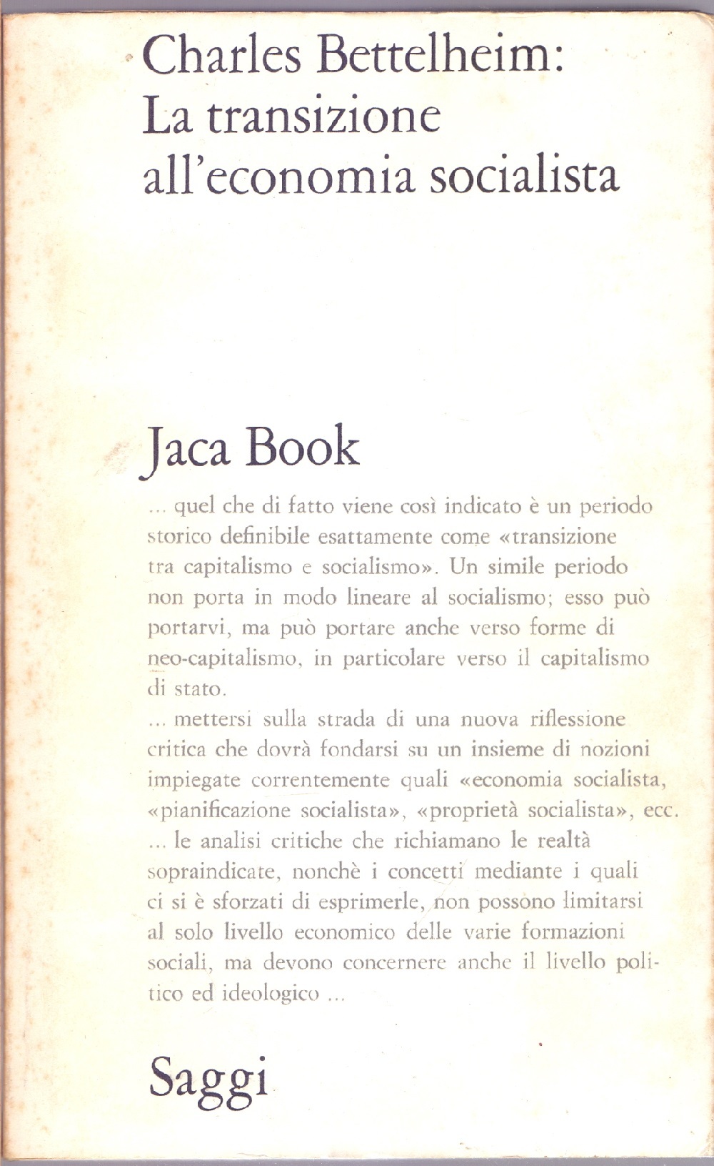 La transazione all'economia socialista - Charles Bettelheim