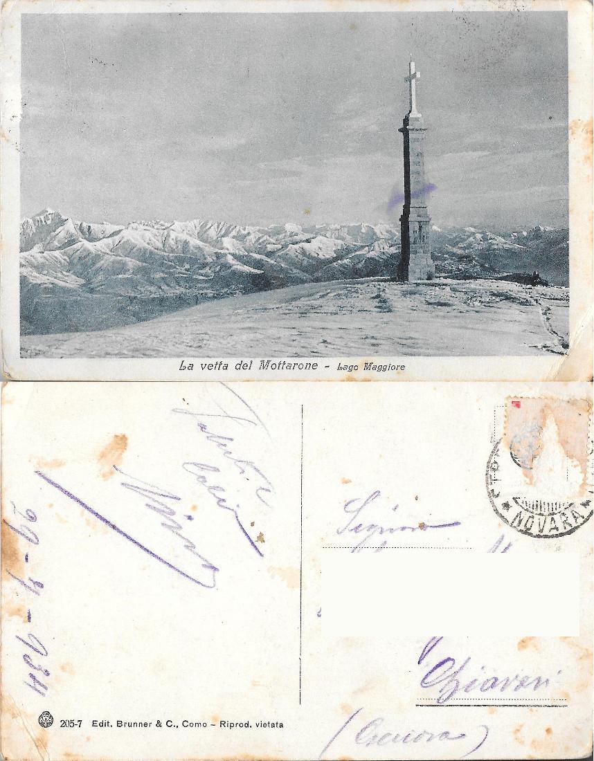 La vetta del Mottarone. Lago Maggiore. Viaggiata 1934