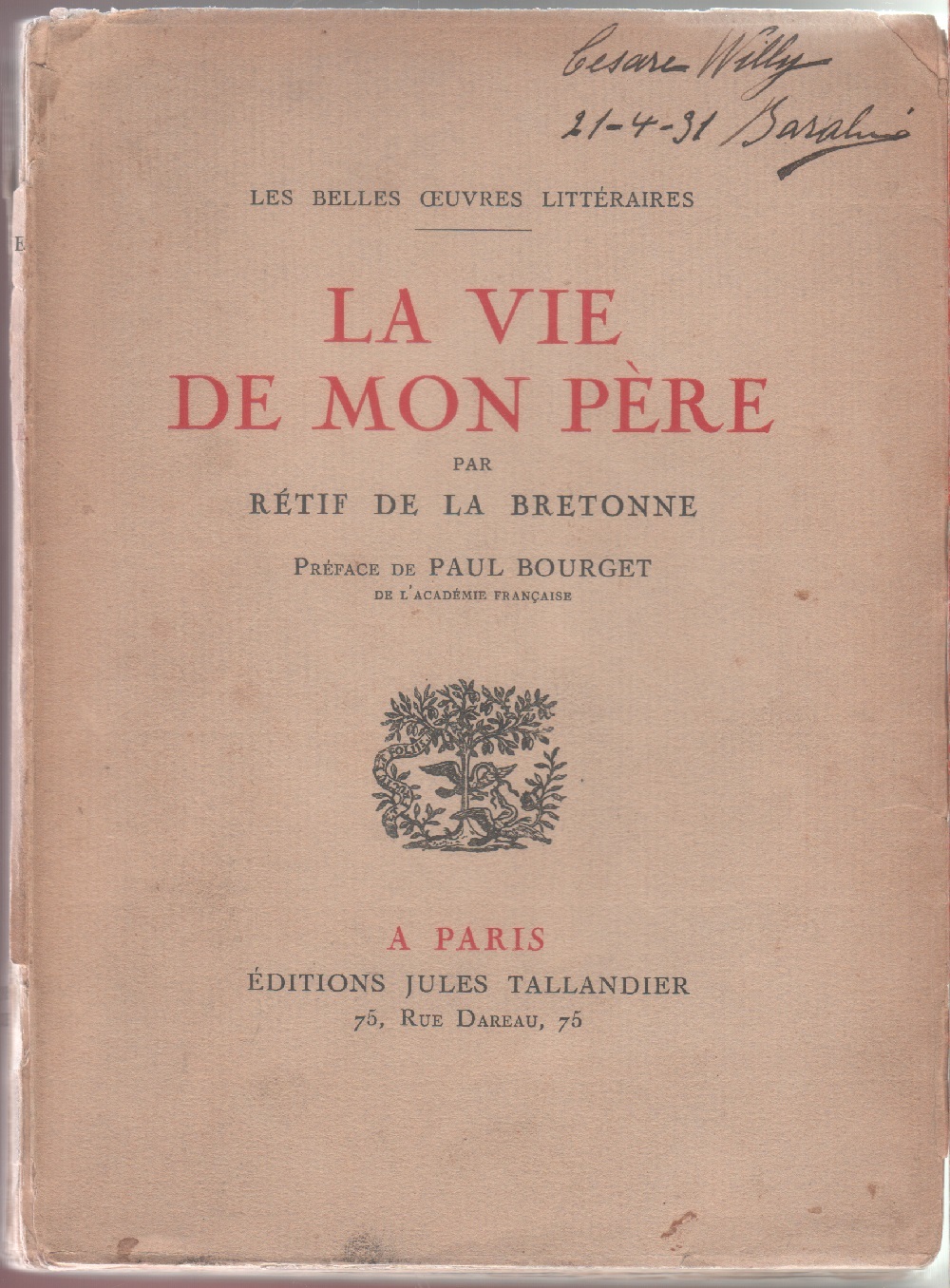 La vie de mon père - Retif De La Bretonne
