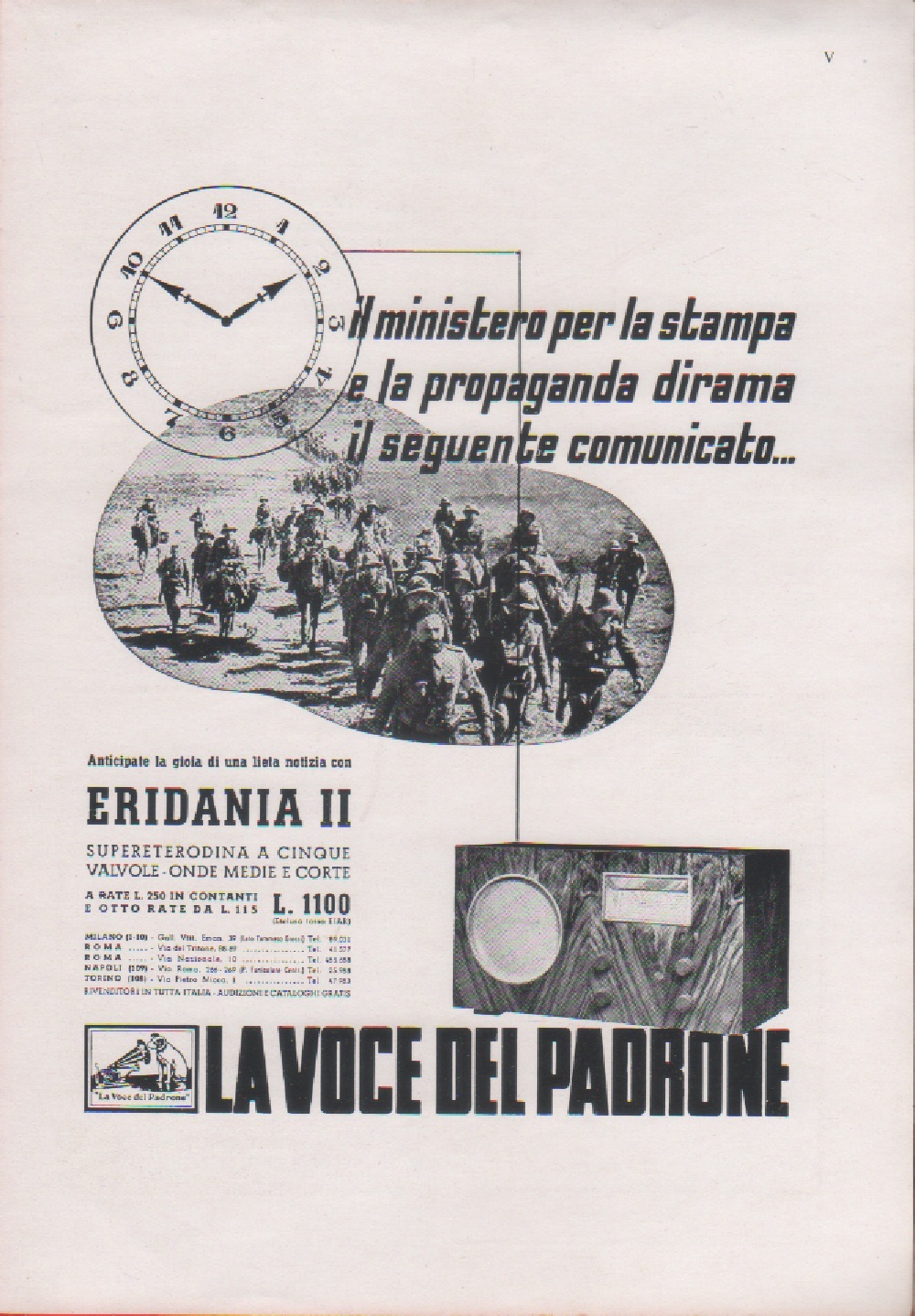 La Voce del padrone. Advertising 1937