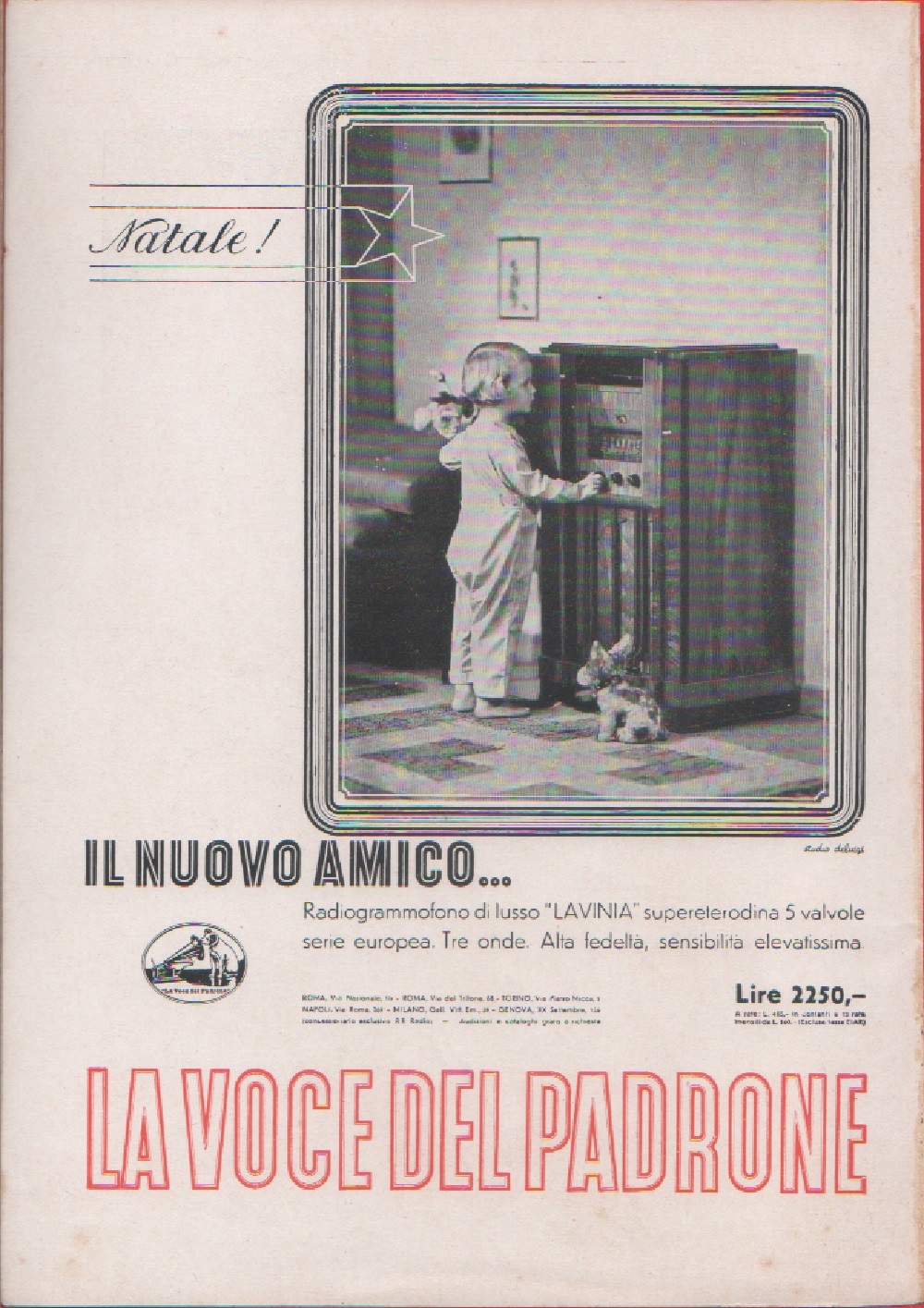 La voce del padrone. Il nuovo amico..... Advertising 1937