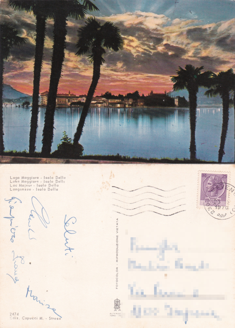Lago Maggiore. Isola Bella. Viaggiata 1970