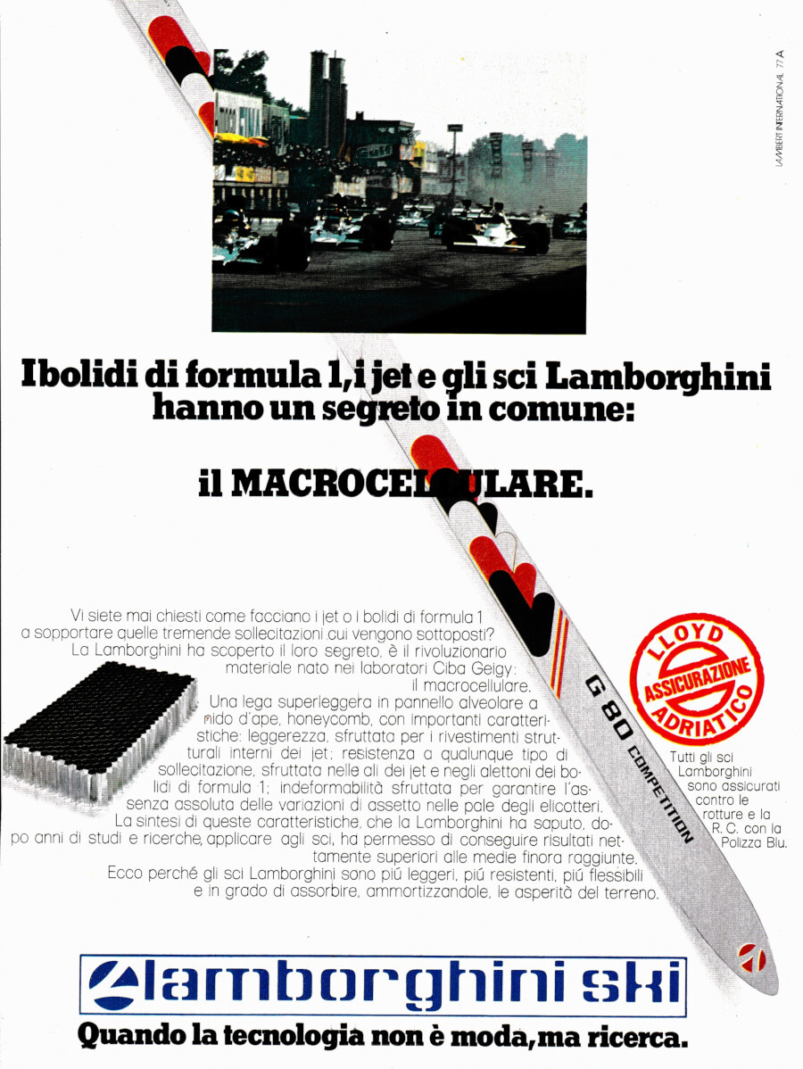 Lamborghini ski. Advertising 1977