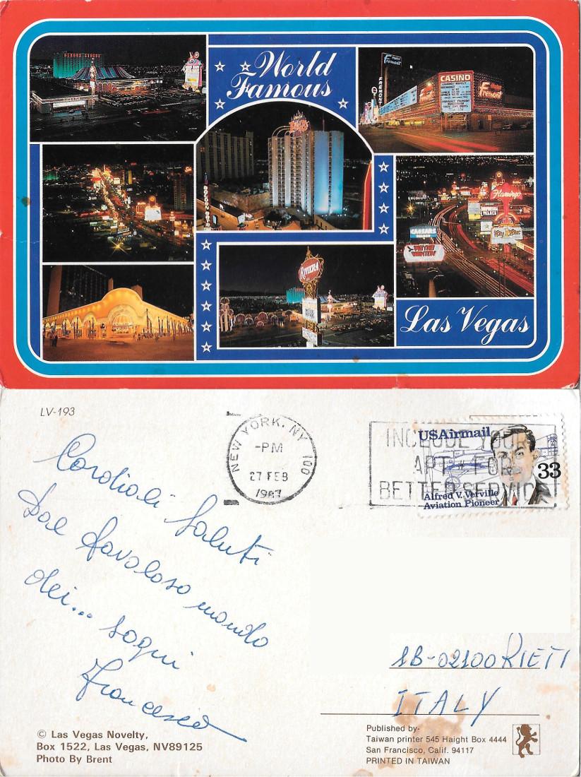 Las Vegas. World Famous . Viaggiata 1987