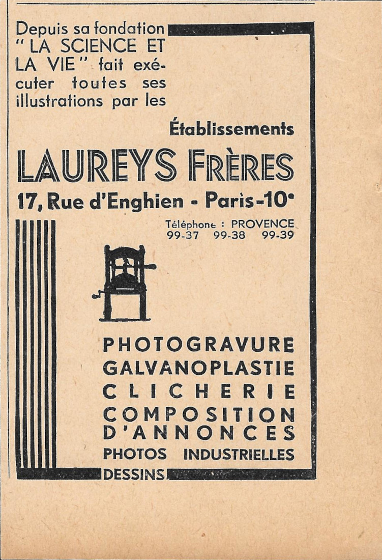 Laureys Frères, photogravure, galvanoplastie, clicherie - Advertising 1932