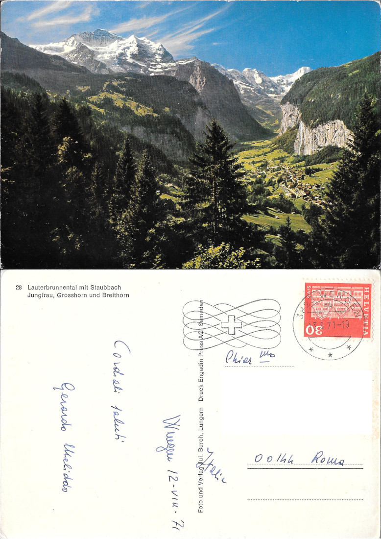Lauterbrunnental mit Staubbach (CH) - Viaggiata 1971