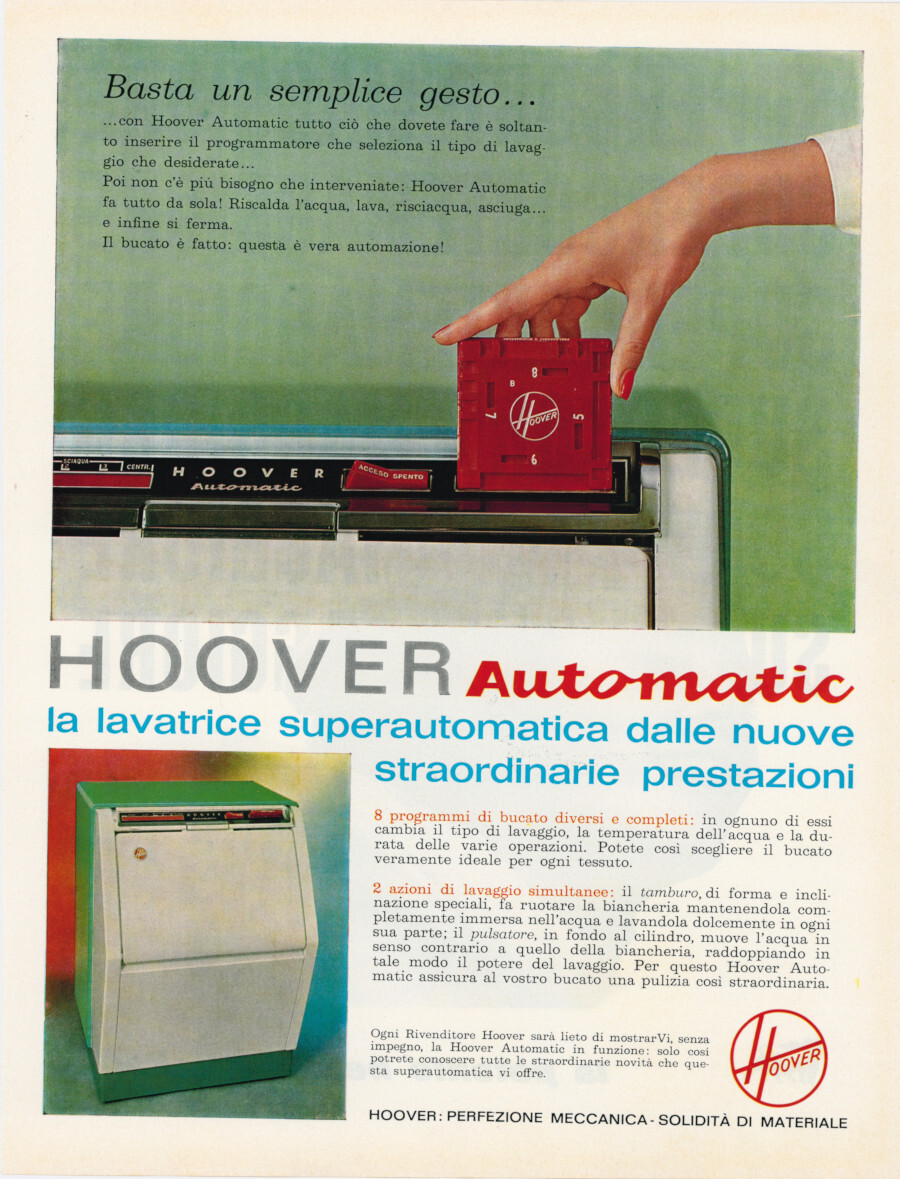 Lavatrice Hoover automatic. Advertising 1962
