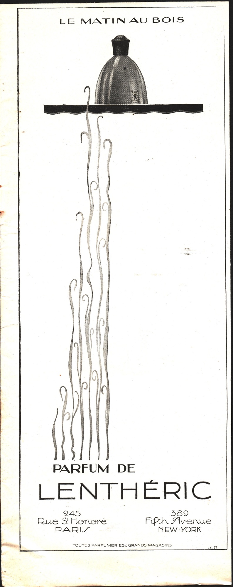 Le mation au bois parfum de Lentheric. Advertising 1926