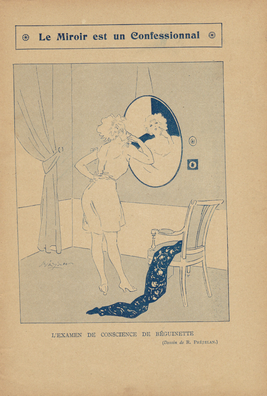 Le mirroir est un confessionnal. (ill. Prejelan). Stampa 1913