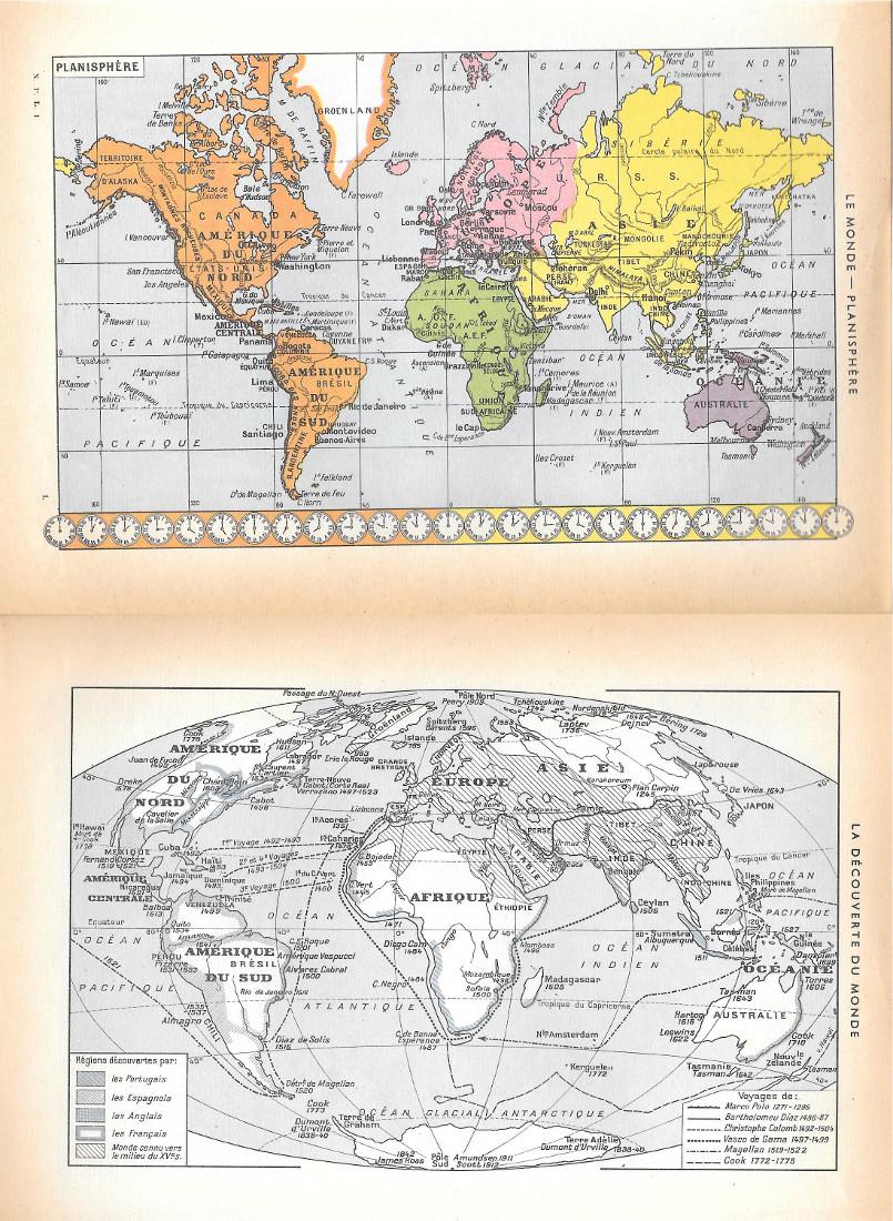 Le monde/La decouvert du monde. Stampa 1954, fronte/retro