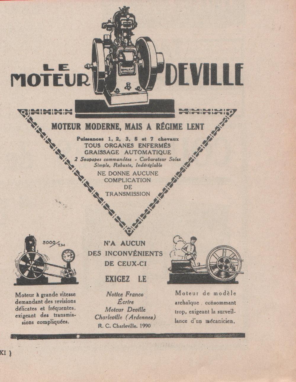 Le moteurs Deville. Advertising 1924