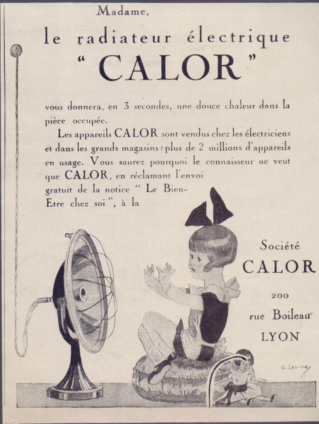 Le radiateur electrique Calor. Advertising 1926