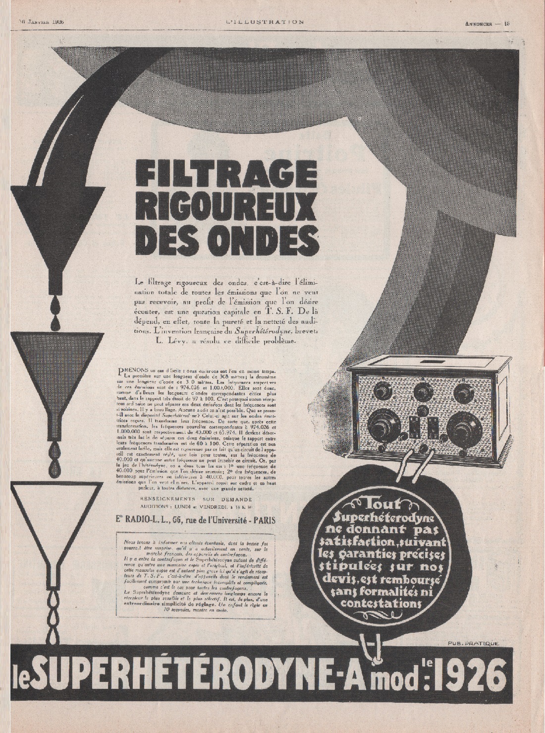 Le superheterodyne-A mod. 1926. Advertising 1926