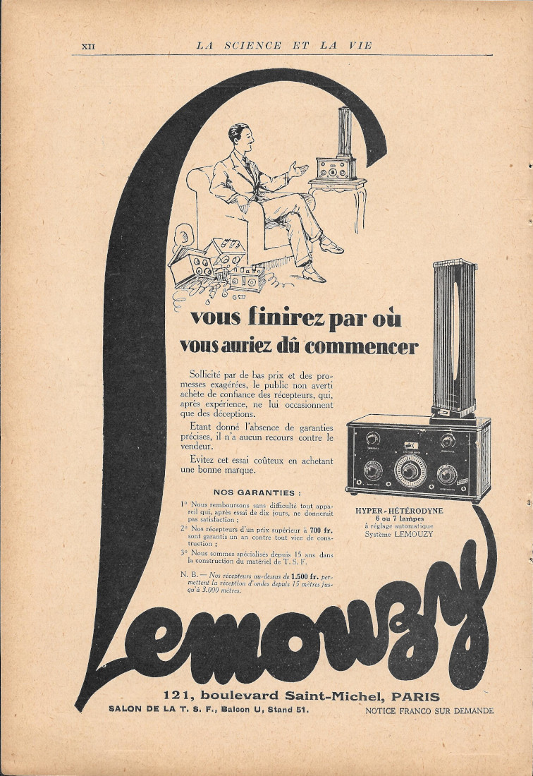 Lemouzy Hyper Hétérodyne - Advertising 1928