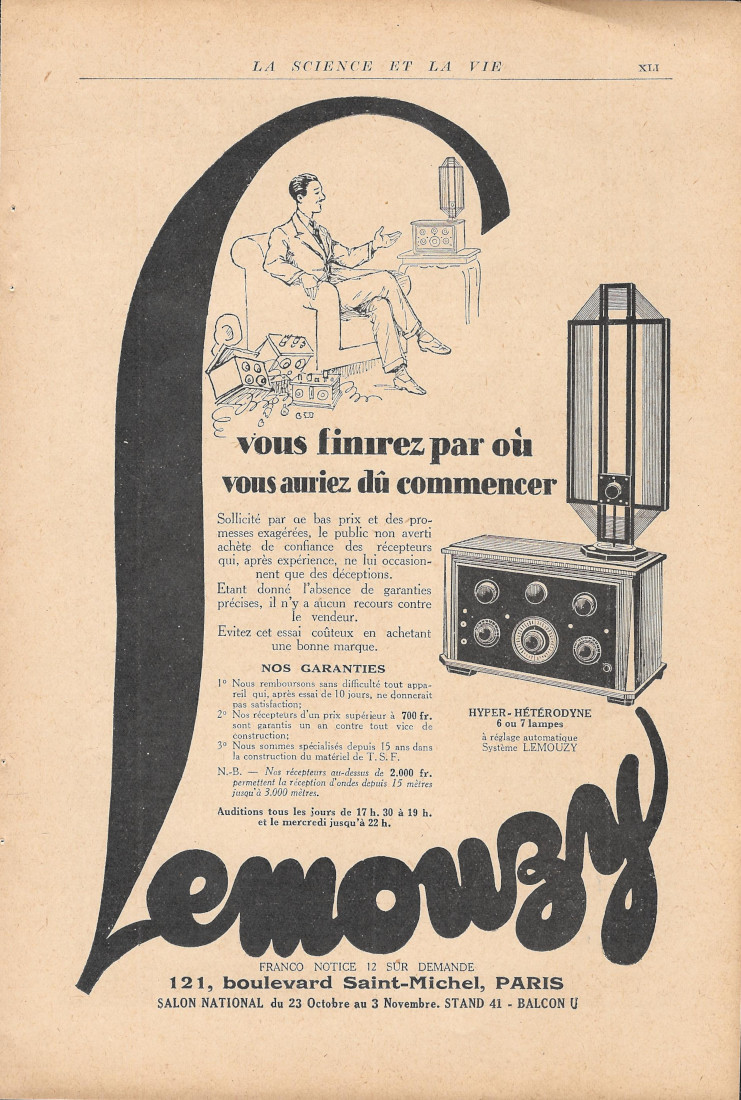 Lemouzy Super-Heterodyne - Advertising 1929