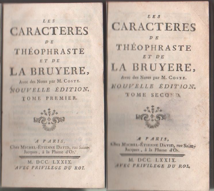 Les Caractèrs de Théophraste et de La Bruyere (2 voll.) …