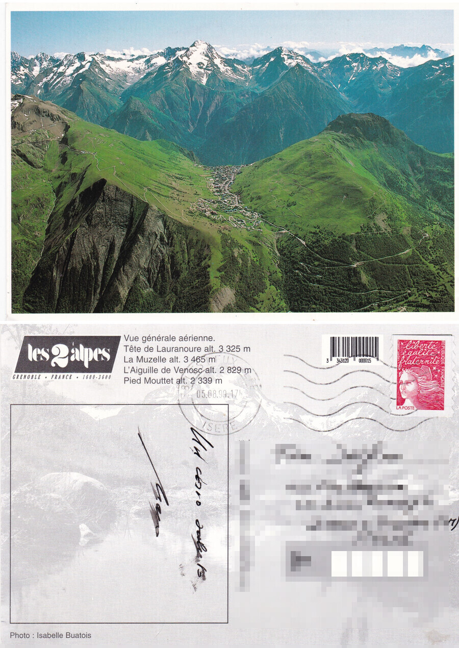 Les deux Alpes. Grenoble. Vista aerea - Viaggiata 1999