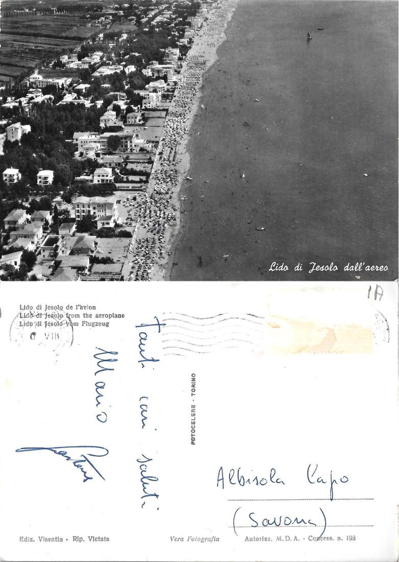 Lido di Jesolo dall'aereo. Viaggiata