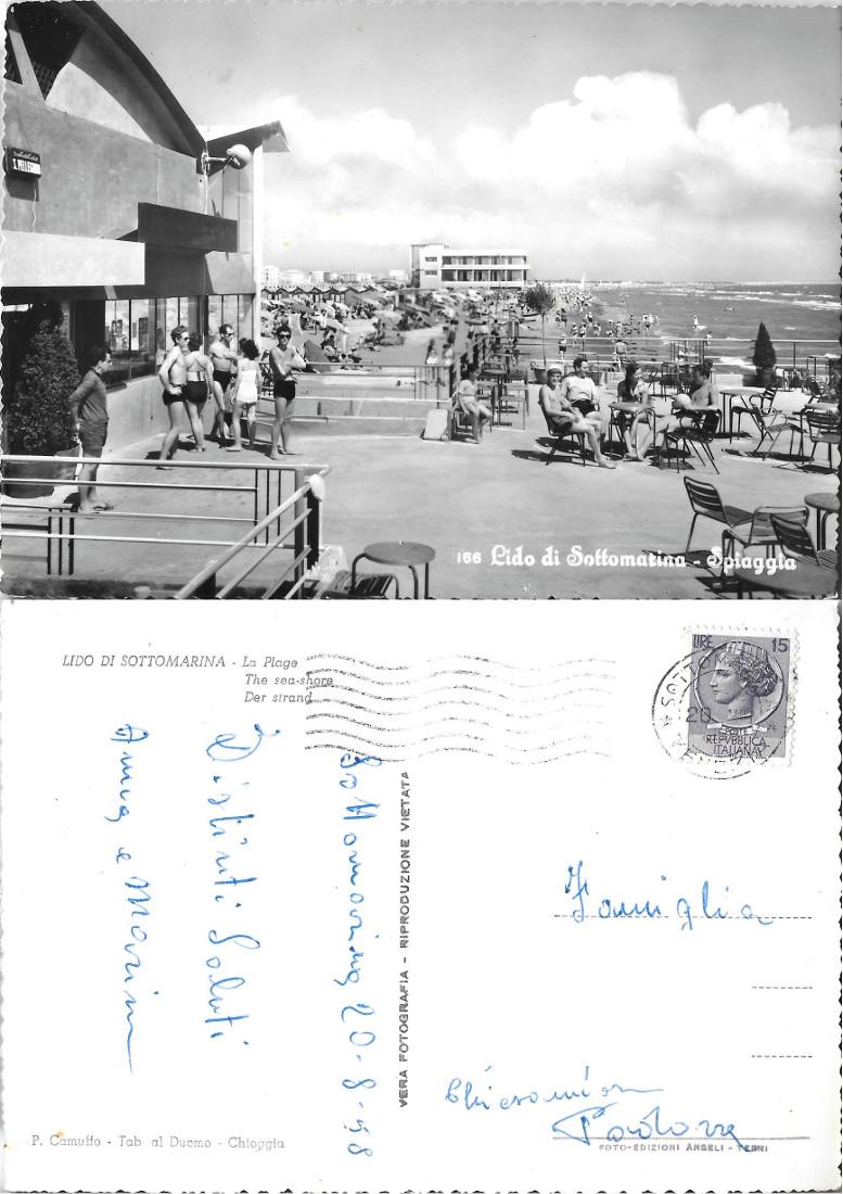 Lido di Sottomarina. Spiaggia . Viaggiata 1958