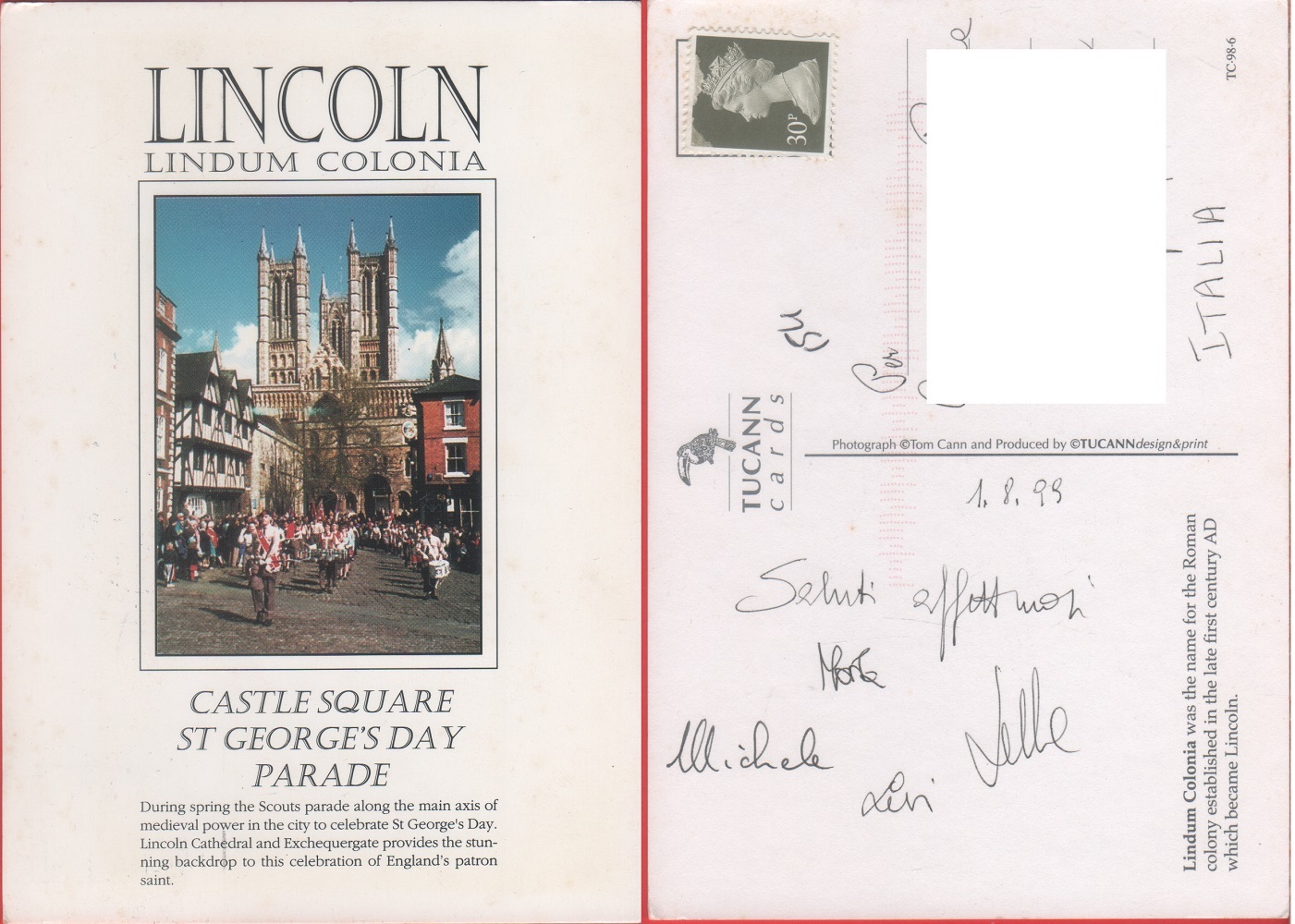Lincoln. Castle Square st. George's Day Parade. Viaggiata 1999