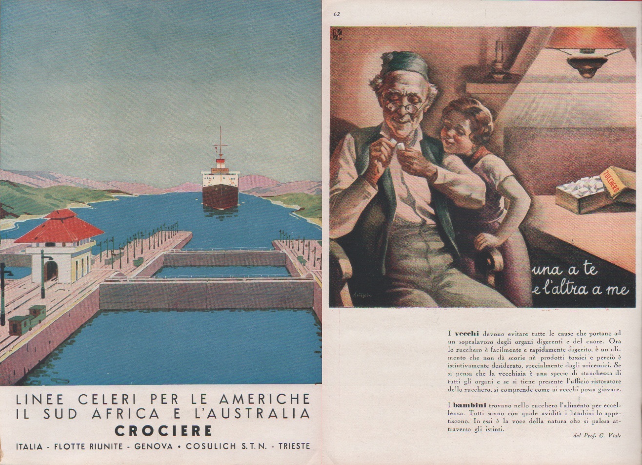 Linee Cosulich / Zucchero. Advertising 1937