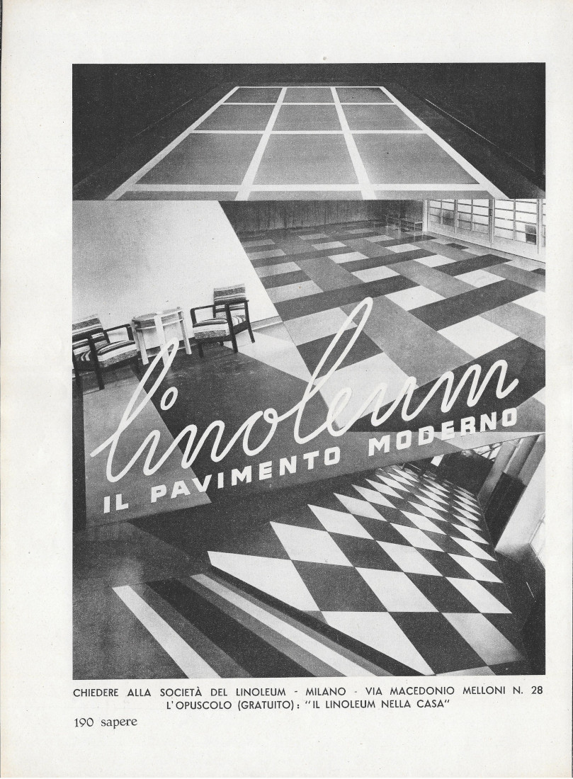Linoleum. Il pavimento moderno / Officine Galileo - Advertising 1937