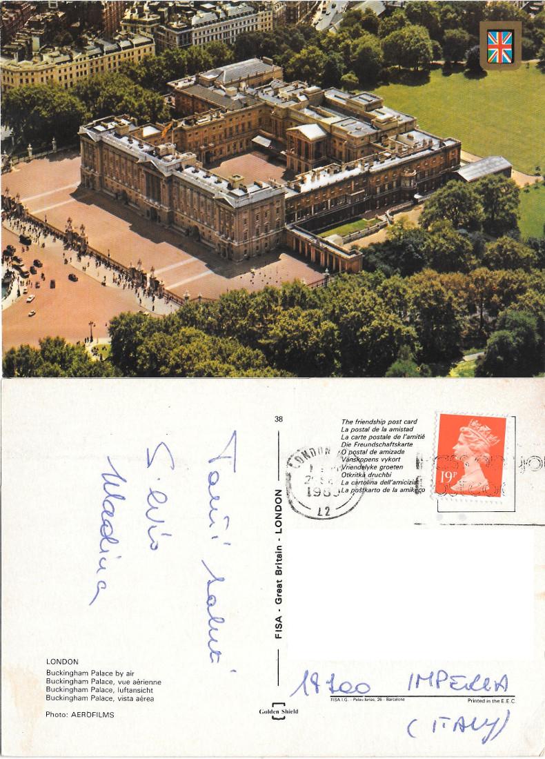 Londra. Buckingham Palace by air. Viaggiata 1989