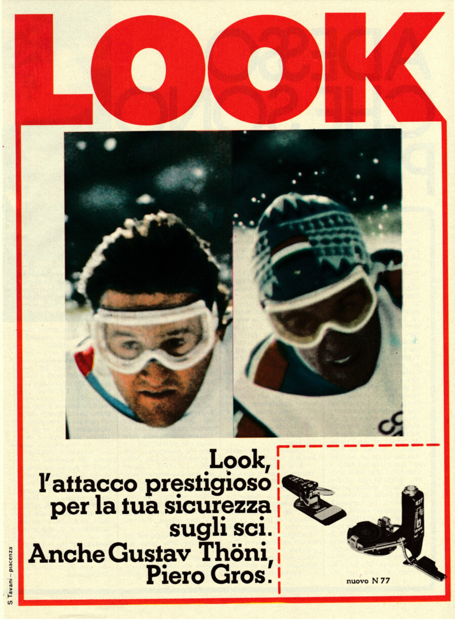 Look l'attacco di Gustav Thoni e Piero Gros. Advertising 1976