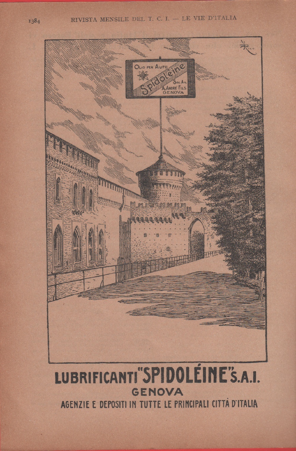 Lubrificanti Spidoléine, Genova. Advertising 1926