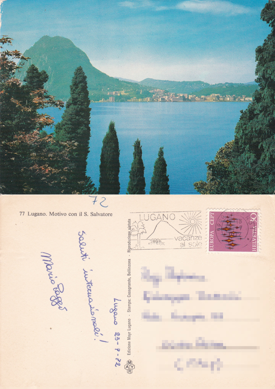 Lugano. Motivo con il S. Salvatore. Viaggiata 1972