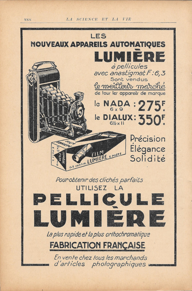 Lumiere les nouveaux appareils automatiques, Pellicule Lumiere - Advertising 1931