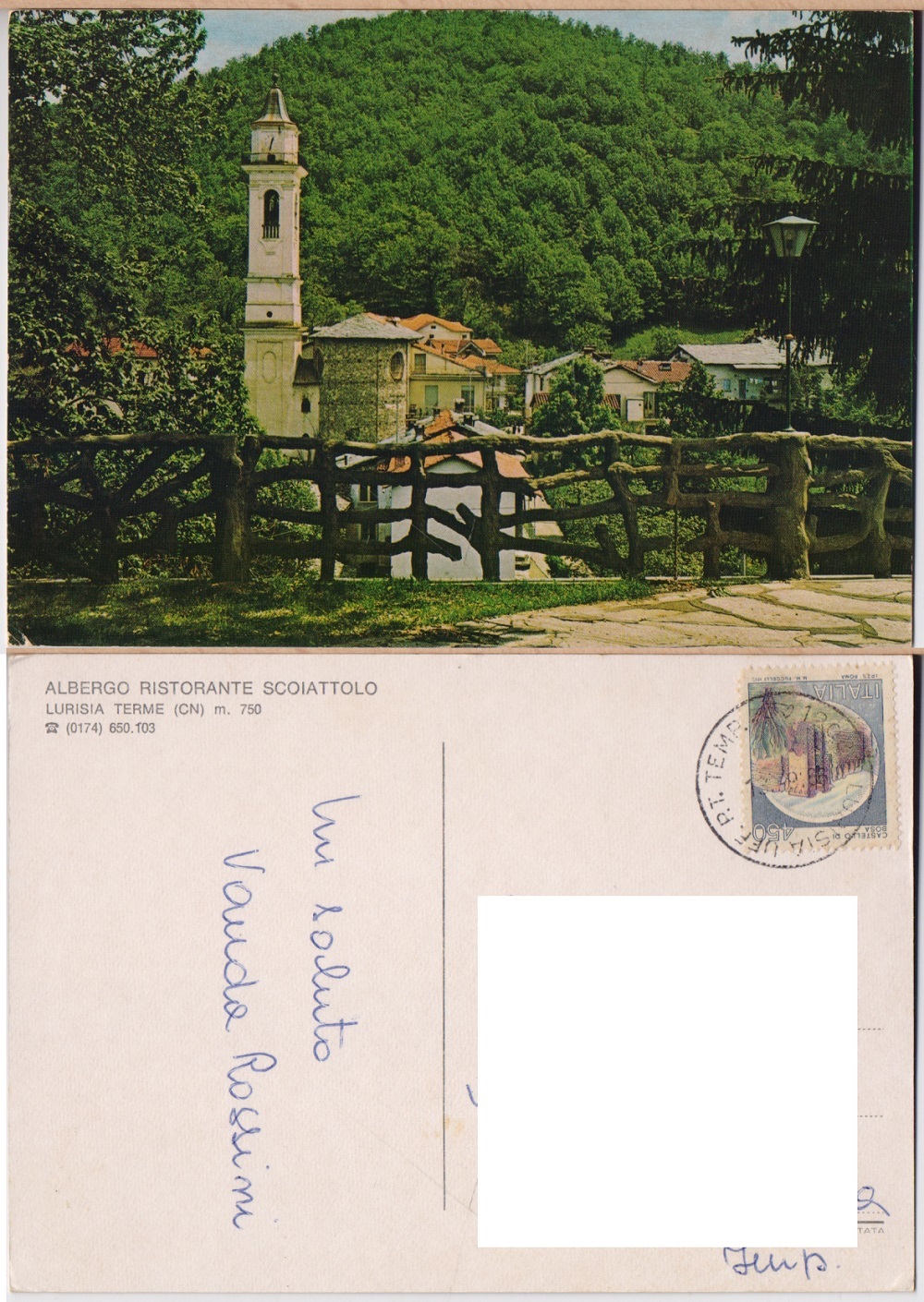 Lurisia Terme (CN). Albergo ristorante Scoiattolo. Viaggiata 1986