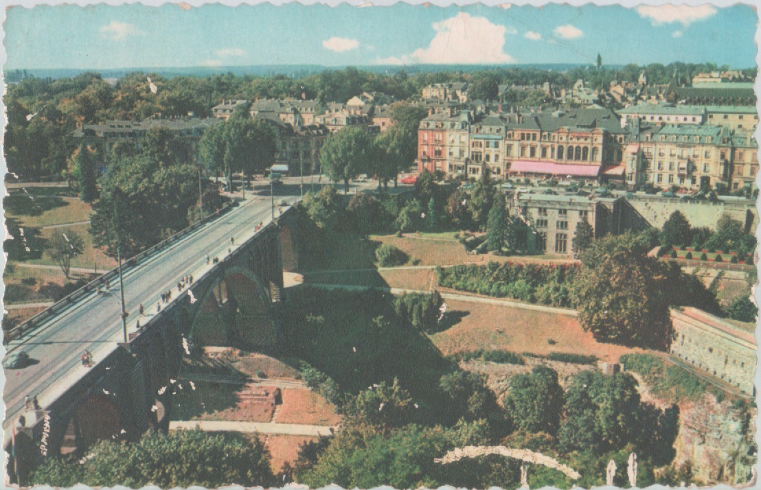 Lussemburgo. Ponte Adolphe et bolulevard Roosevelt. Viaggiata 1954