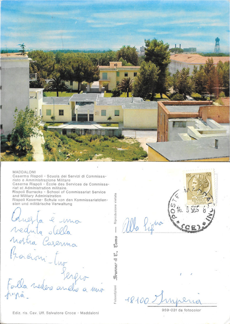 Maddaloni. Caserma Rispoli. Viaggiata 1965