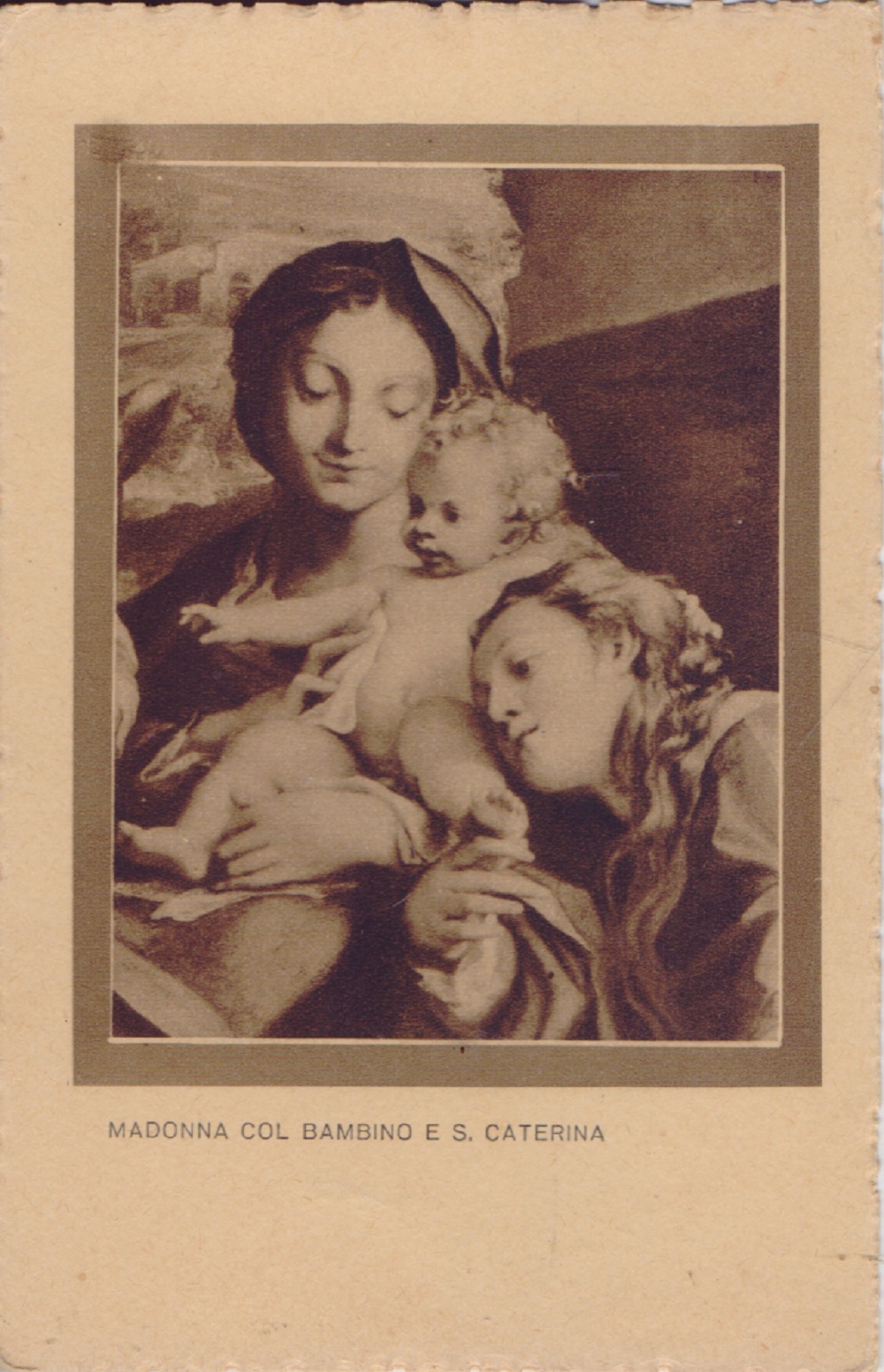 Madonna col Bambino e S. Caterina. Viaggiata 1931