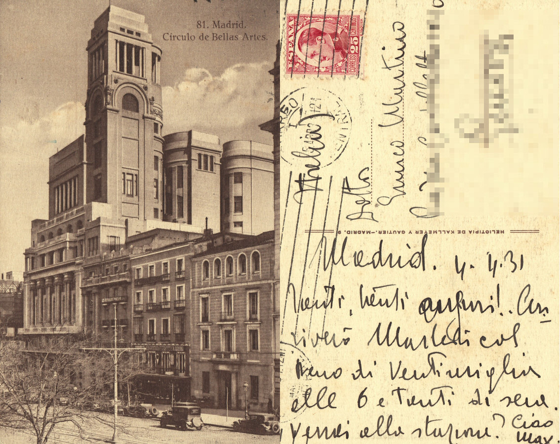 Madrid. Circulo de Bellas Artes. Viaggiata 1931