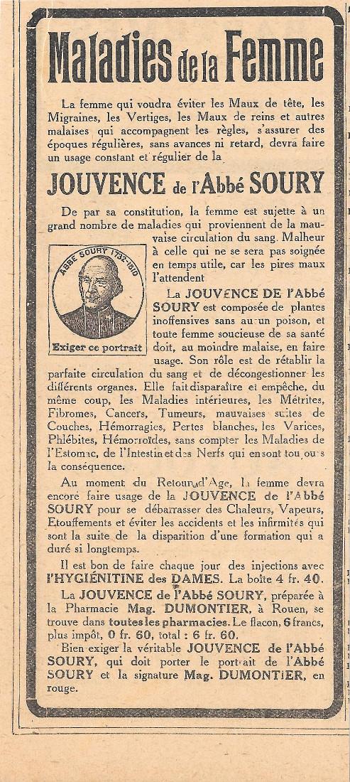 Maladies de la femme. Jouvence de l'Abbe Soury. Stampa 1923