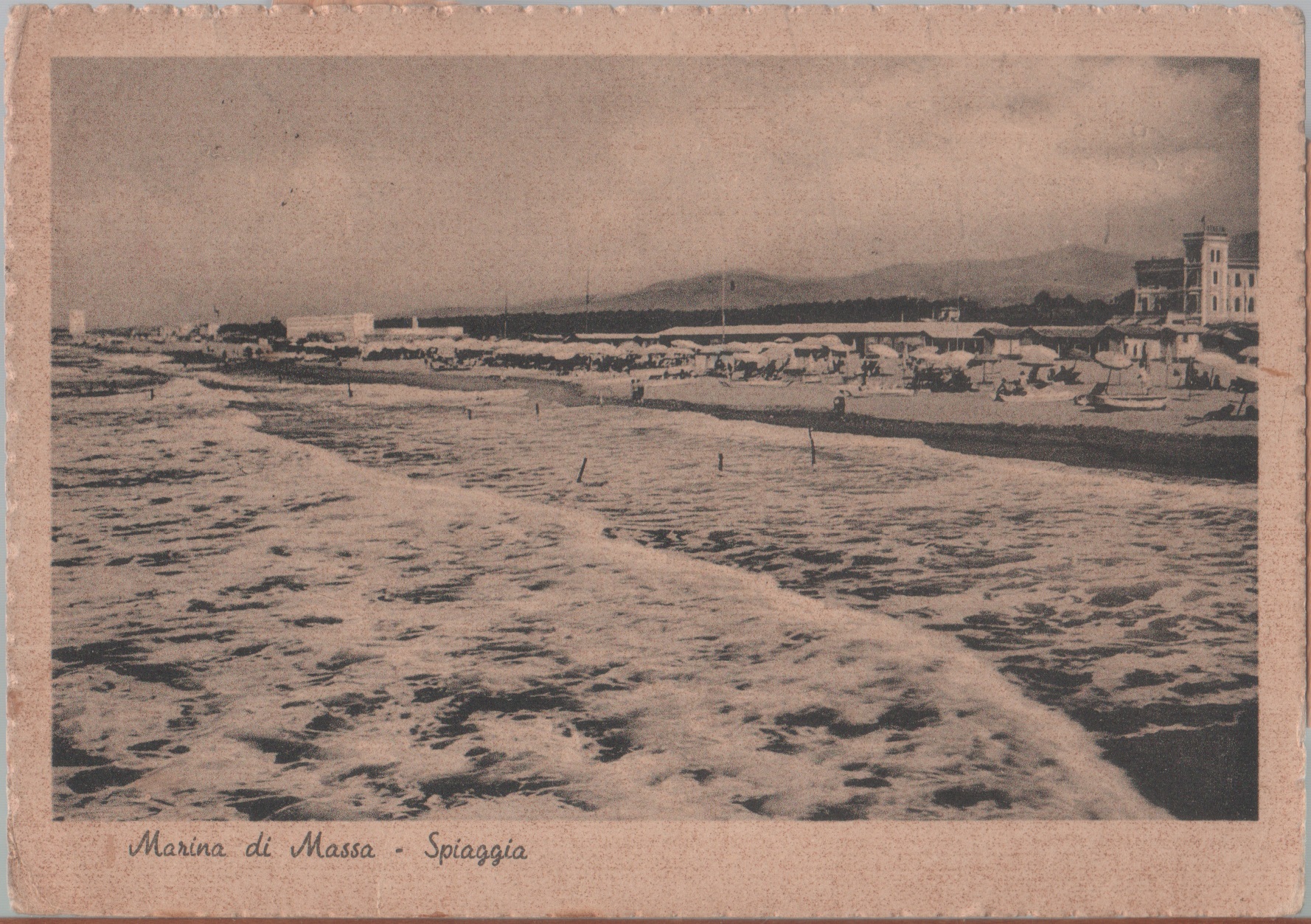 Marina di Massa (MS). Spiaggia. Viaggiata 1948