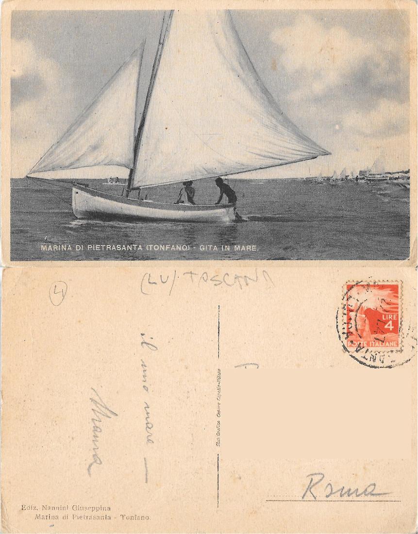 Marina di Pietrasanta (Tonfano), Gita in mare. Viaggiata 1947