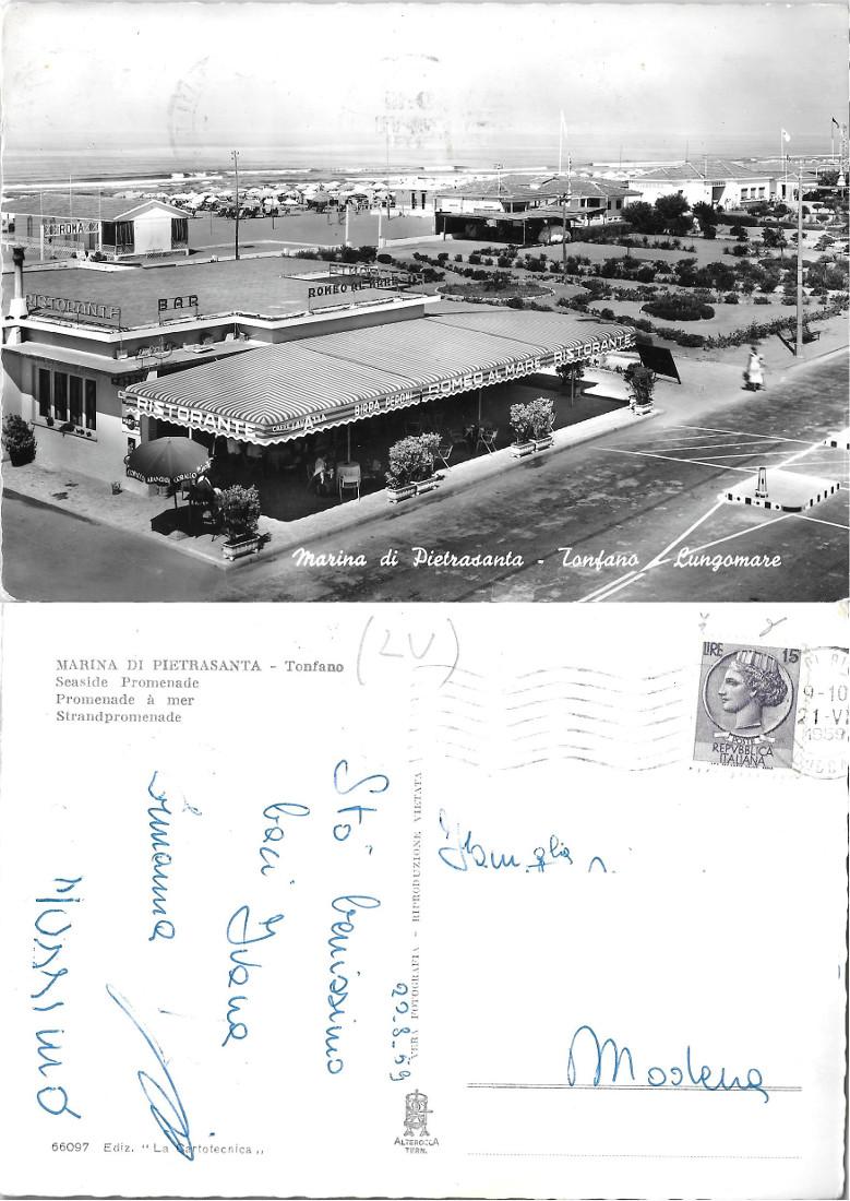 Marina di Pietrasanta. Tonfano. Lungomare. Alterocca. Viaggiata 1959