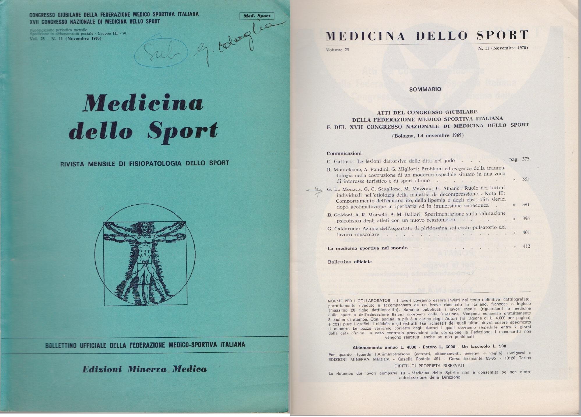 Medicina dello Sport N 11 Novembre 1970