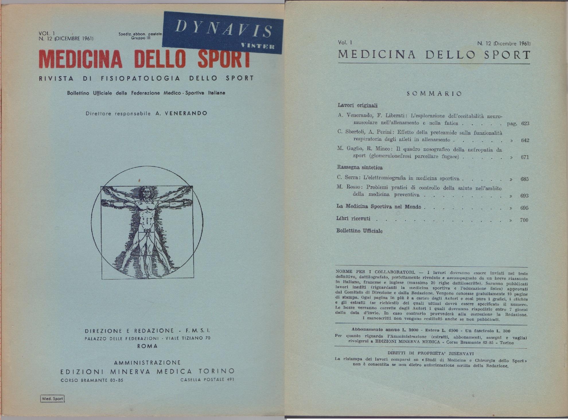 Medicina dello Sport N. 12 Dicembre 1961
