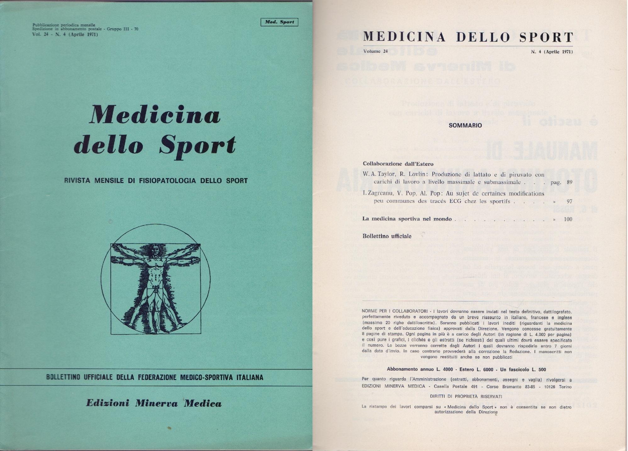Medicina dello Sport N 4 Aprile 1971