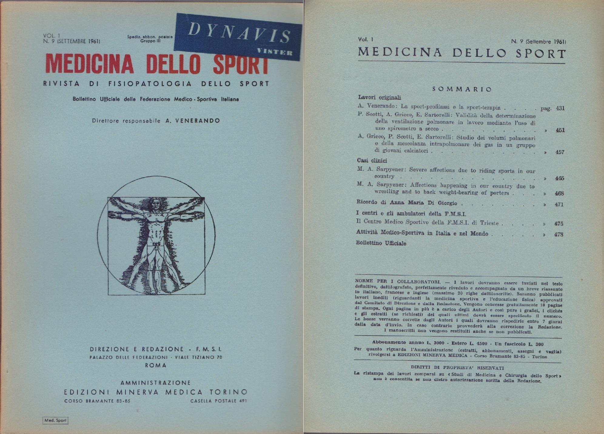 Medicina dello Sport N. 9 Settembre 1961
