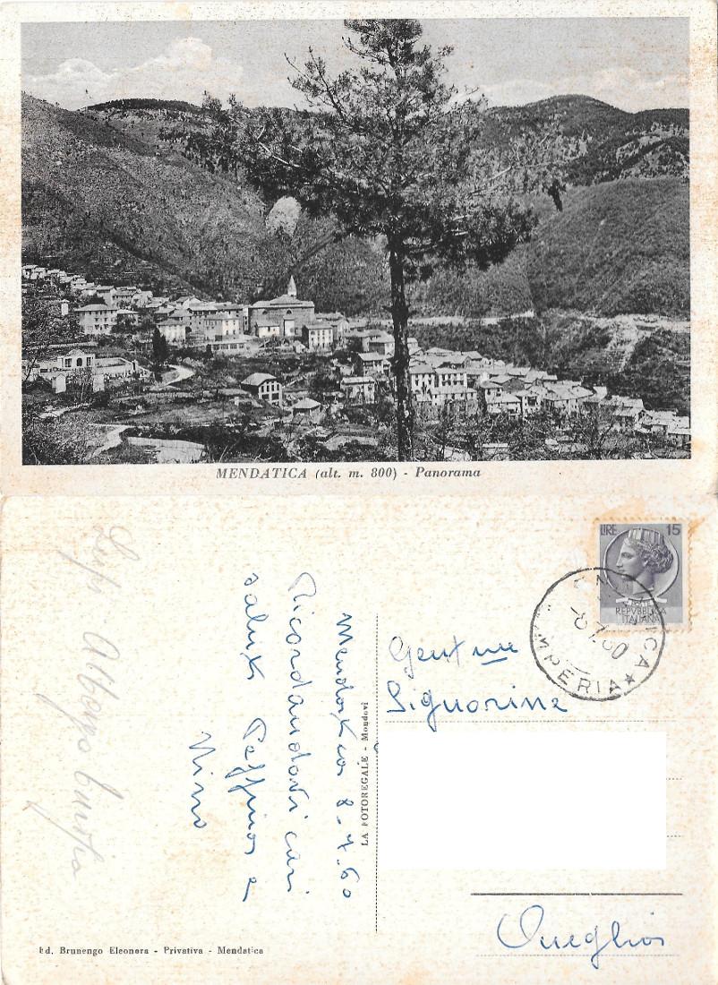Mendatica (IM). Panorama. Viaggiata 1960