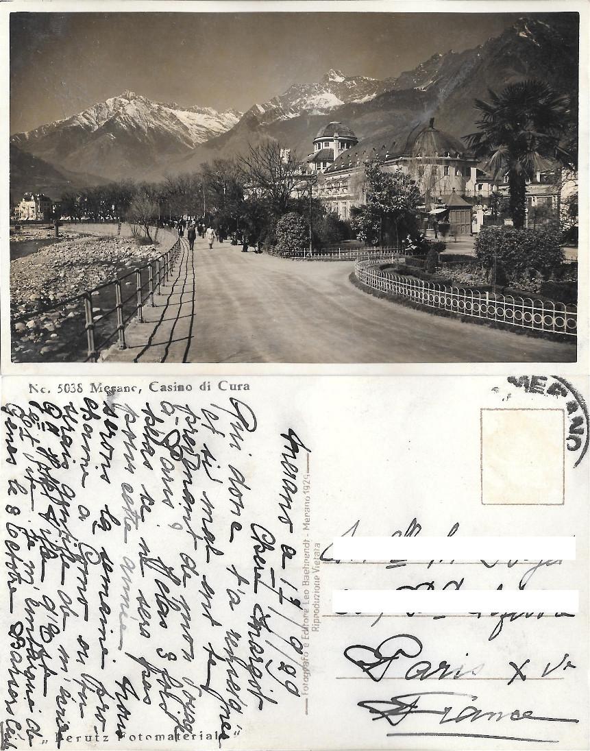 Merano. Casino di Cura. Viaggiata 1929
